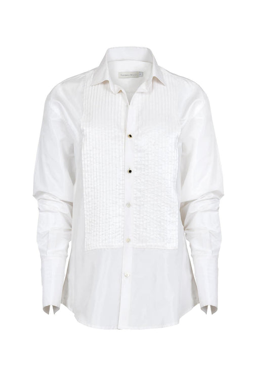Camisa Tuxedo en 100% Taffeta de Seda